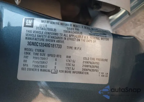 2008 Chevrolet Avalanche 1500 Ls z USA, uszkodzony, nr VIN 3GNEC12048G181733